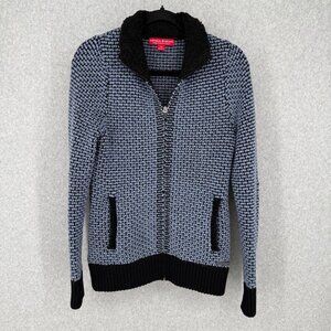 Krimson Klover Womens MVP3 Full Zip Sweater Size XS Blue Black Elbow Patch Wool